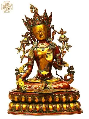 34" Large Size Goddess White Tara (Tibetan Buddhist Deity) In Brass | Handmade | Made In India