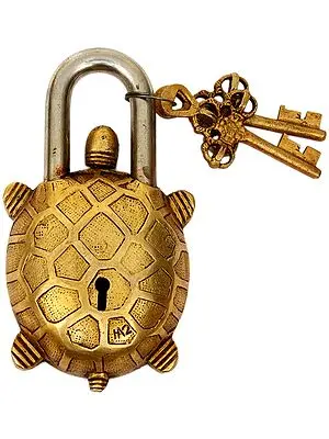 Tortoise Lock with Vajra Keys and Om Mani Padme Hum on Rear Side