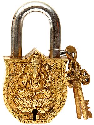 Lord Ganesha Lock with Vajra Key and Om (AUM) on Rear Side