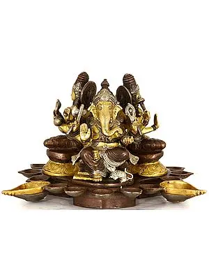 Ganesha Saraswati and Lakshmi Lamp