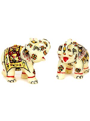Small Elephant Pair with Upraised Trunks (Supremely Auspicious According to Vastu)