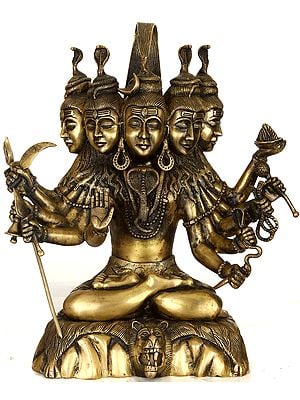 17" Panchamukha Gangadhara Shiva Brass Statue | Handmade | Made in India