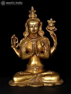 6" Chenrezig (Shadakshari Lokeshvara) Idol in Brass | Handmade | Made in India