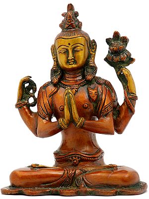 6" Chenrezig (Shadakshari Lokeshvara) Idol in Brass | Handmade | Made in India