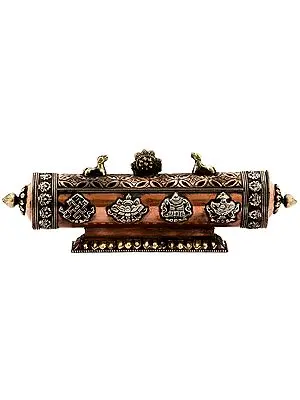 Ashtamangala Incense Burner with Stand and Dharmachakra Atop