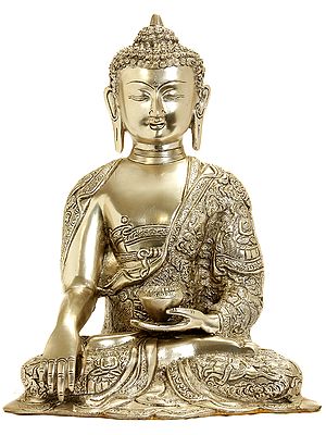 Tathagata Buddha Seated in Earth Witness Gesture (Robes Decorated with Scenes from the Life of Shakyamuni)