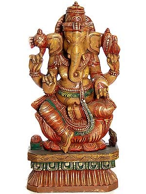 Lord Ganesha Seated on Lotus Pedestal