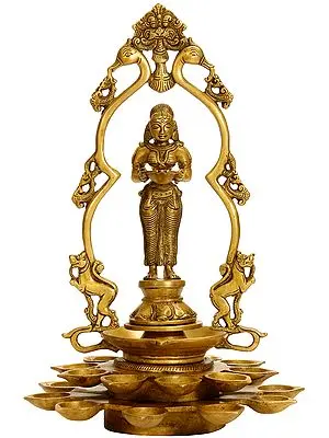 13" Deepalakshmi in Mayura-Prabhavali In Brass | Handmade | Made In India