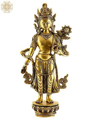 11" Tibetan Buddhist Deity- Padmapani Avalokiteshvara In Brass | Handmade | Made In India