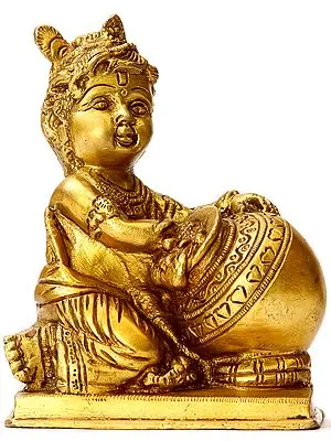 5" Brass Baby Krishna Statue | Handmade | Made in India