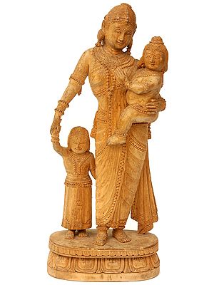 Mother Yashoda with Baby Krishna and Radha Ji