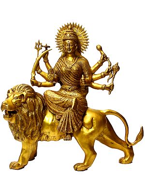 Goddess Durga Seated Her Vehicle Lion