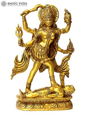 9" Goddess Kali Brass Sculpture | Indian Handcrafted Statue