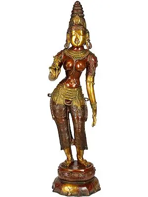 44" (Large Size) Devi Parvati Offering a Flower to Lord Shiva In Brass | Handmade | Made In India