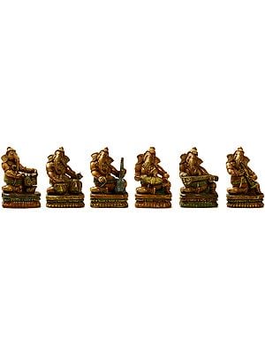 Set of Six Musical Ganeshas