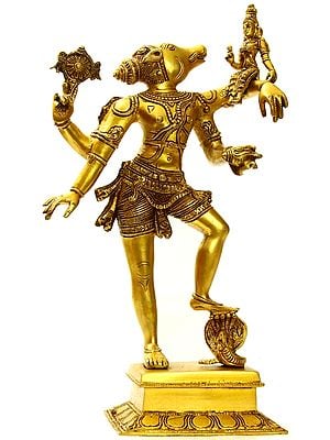 17" Varahavatara: Vishnu’s Boar Incarnation and Bhudevi In Brass | Handmade | Made In India