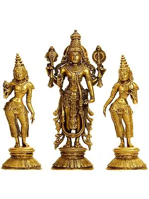 Vishnu with Shridevi and Bhudevi