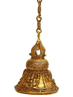 Temple Ceiling Bell with Four Forms of Ganesha