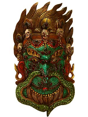 Garuda Wall Hanging Mask Embedded with Gemstones