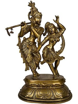 Radha and Krishna Engaged in Ecstatic Dance | Handmade Brass Statue