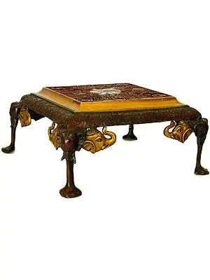 Ritual Chowki (Pedestal) Supported by Three-Headed Elephant