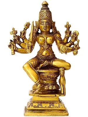 6" South Indian Goddess Durga - Mariamman In Brass | Handmade | Made In India