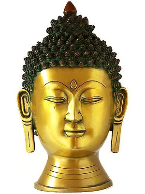 15" Introspective Buddha Head In Brass | Handmade | Made In India