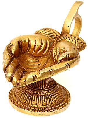 4" Diya Shaped Like a Hand in Brass | Handmade | Made in India