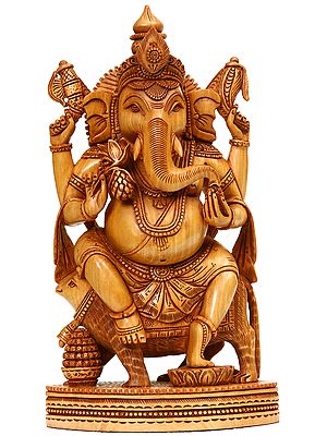 Lord Ganesha Seated on His Mount Rat
