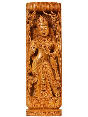 Lakshmi Ganesha Handcrafted Column (Double-Sided Statue)