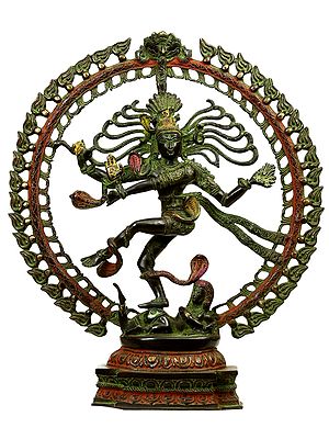 20" Nataraja in Black and Green Hues In Brass | Handmade | Made In India