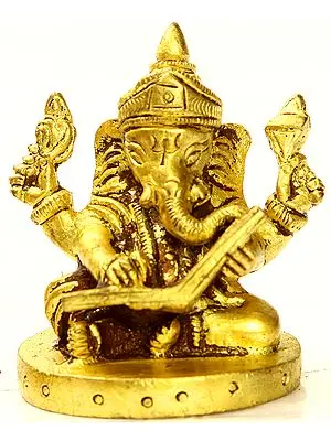 Lord Ganesha Scripting the Mahabharata (Small Sculpture)