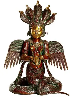 18" Naga-Kanya (The Snake Woman) In Brass | Handmade | Made In India