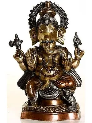 17" Ekadanta Ganesha Brass Idol | Handmade Religious Figurine