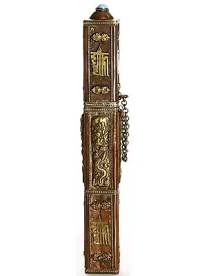 The Ten Syllables of the Kalachakra Mantra Incense Holder with Dragon and Dorje