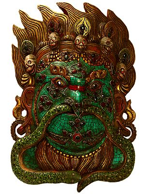 Garuda Wall Hanging Mask Embedded with Gemstones