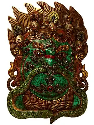 Garuda Wall Hanging Mask Embedded with Gemstones