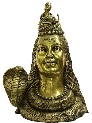 27" Large Size Shiva’s Bust Representing Him as Gangadhara In Brass | Handmade | Made In India