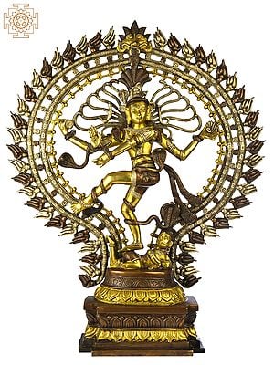 27" Triple Hued Nataraja In Brass | Handmade | Made In India