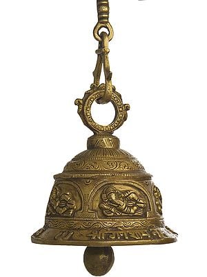 5" Shri Ganeshai Namah Temple Ceiling Bell in Brass | Handmade | Made in India