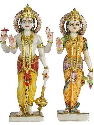 Marble Statues of Lakshmi and Narayan
