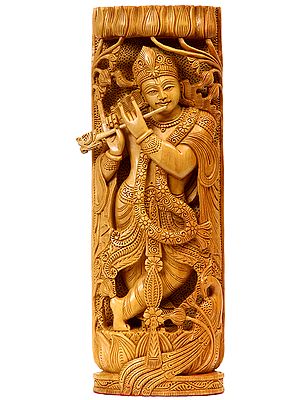 Radha Krishna Handcrafted Column (Double-Sided Statue)