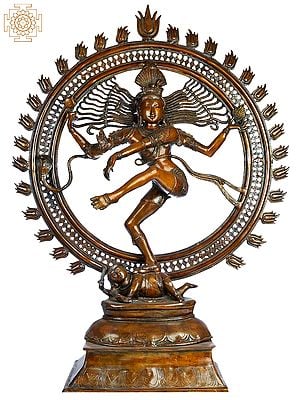 41" Large Size Nataraja in Brown Hue In Brass | Handmade | Made In India