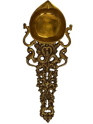 Large Ritual Spoon with Peacock Pair and Serpent