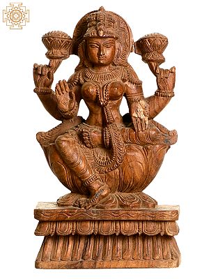 Four Armed Goddess Lakshmi Seated on Lotus Throne