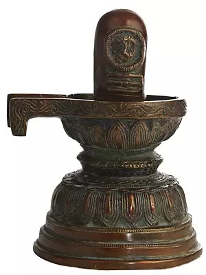 6" Brass Shiva Linga with OM (AUM) and Shaivite Tilak Mark | Handmade | Made in India