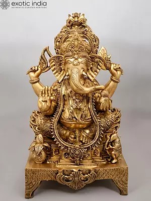 33" Large Size Lord Ganesha in Ekadanta Manifestation | Handmade Brass Statue