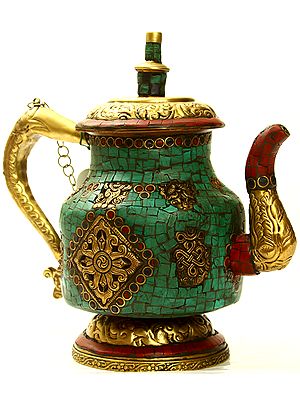 Monastery Ritual Kettle with Auspicious Symbols