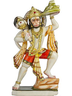 Marble Image of Hanuman Carrying Mount Dron