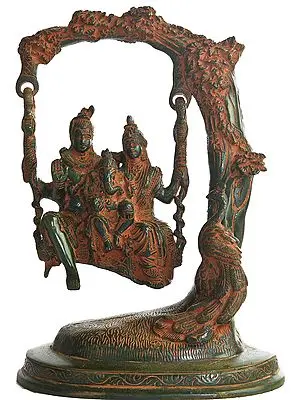 Shiva Swings with Parvati and Ganesha